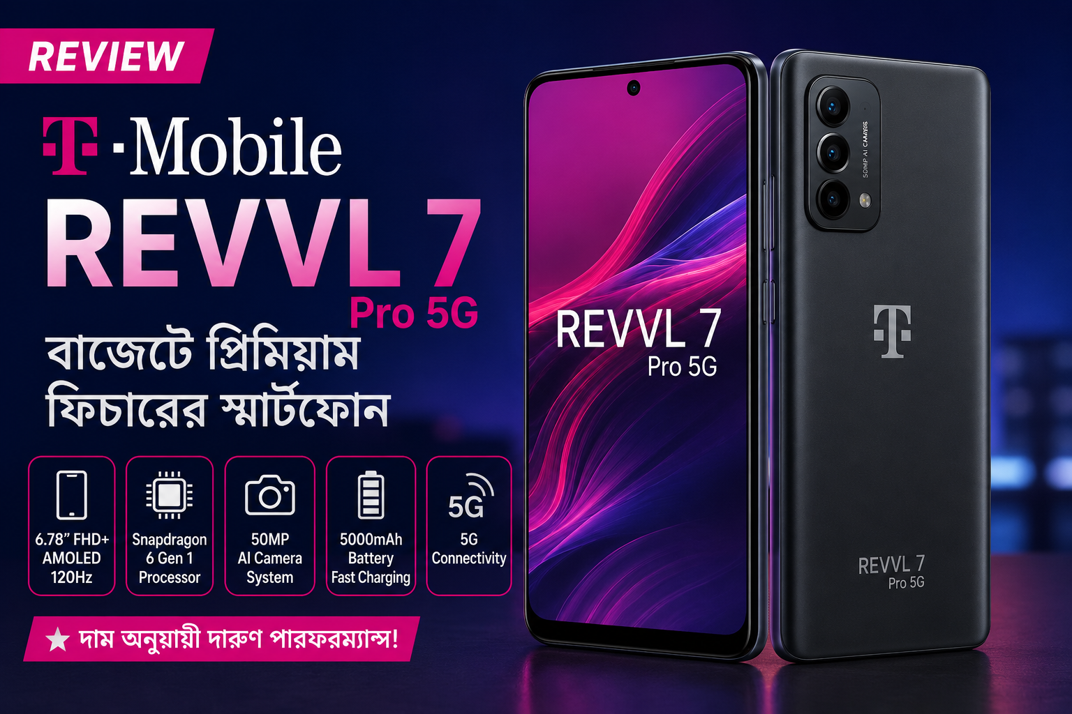 T-Mobile REVVL 7 Pro 5G Review – বাজেটে প্রিমিয়াম ফিচারের স্মার্টফোন